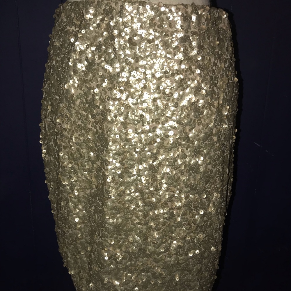 NY & Co champagne gold sequin skirt